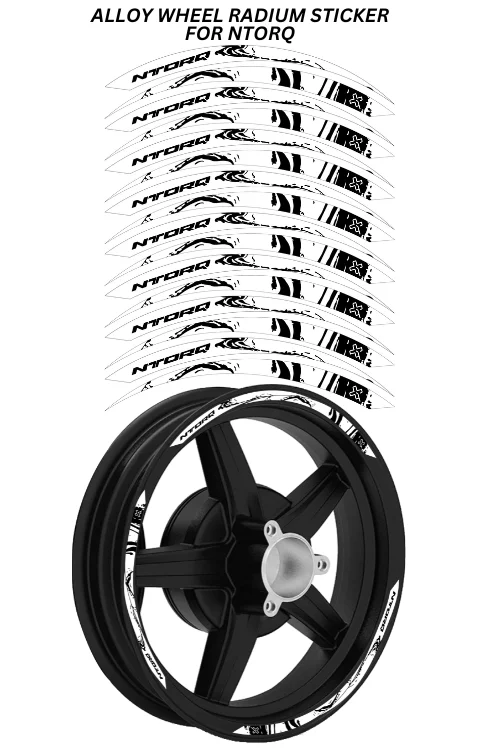 Alloy Wheel Radium Sticker Compatible with Ntorq 125 | Printed In Premium Radium With FPF(Fade Protection Film), Water Proof, Precut Sticker, Pack Of 1